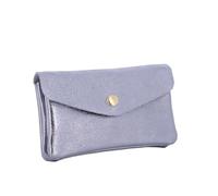 Double Tree | Porte-Monnaie Cartes Femme Mi-Long Compact Cuir Lilas | Format enveloppe élégant | Style italien raffiné | Finition brillante effet nacré et métallisée | Mode tendance