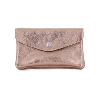 Double Tree | Porte-Monnaie Cartes Femme Mi-Long Compact Cuir Or Rosé | Format enveloppe élégant | Style italien raffiné | Finition brillante effet nacré et métallisée | Mode tendance