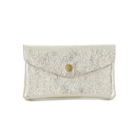 Double Tree - Portefeuille Femme Petit Format Cuir Véritable Brillant - Porte-Monnaie Irisé à Rabat Enveloppe Mi-Long - Léger Élégant et Pratique - Doré