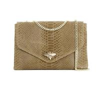 Double Tree - Sac A Main Bandoulière Chaîne En Cuir Véritable Motif Serpent - Sacoche Relief Abeille Doré - Pochette Enveloppe Fantasie Soirée Cérémonie - Mode Designé - Taupe
