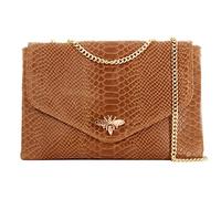 Double Tree - Sac A Main Bandoulière Chaîne En Cuir Véritable Motif Serpent - Sacoche Relief Abeille Doré - Pochette Enveloppe Fantasie Soirée Cérémonie - Mode Designé - Camel