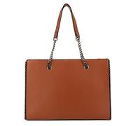 Double Tree Sac à Main Femmes Chaîne Perle Bille Clou - Cours Grand Format A4 Lycée - Cabas Shopping Fourre-Tout Taille XL - Porté Epaule Ville Similicuir PU - Chic Tendance (Camel Saffiano)