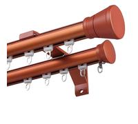 Double tringle à rideau de plafond haute résistance en aluminium avec crochets 1,2 m - Idéal pour salon, chambre à coucher ou hôpital - Couleur rouge