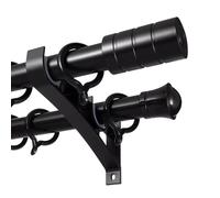 Double Tringle A Rideaux Murale Avec Supports Renforcés, Barre À Rideaux En Aluminium Robuste Pour Voilages Et Rideaux Occultants Salon Chambre(Black,200cm)