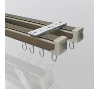 Double tringle à rideaux murale coulissante en aluminium pour séparateur de pièce, système de poulie silencieuse, 190 cm, couleur champagne, idéale pour la décoration du salon et de la chambre à