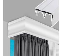 Double Tringle A Rideaux,Rail De Rideau De Plafond Résistant Rail De Rideau Double Élégant Boîtes à Rideaux Pour Fenêtres Cloisons De Séparation Ensemble De Cantonnière(Size:3m,Color:White-Ceiling)