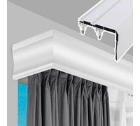 Double Tringle A Rideaux,Rail De Rideau De Plafond Résistant Rail De Rideau Double Élégant Boîtes à Rideaux Pour Fenêtres Cloisons De Séparation Ensemble De Cantonnière(Size:2.5m,Color:white-wall)