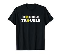 Double Trouble Funny Cute Pickleball Dink Team 80s Retro T-Shirt