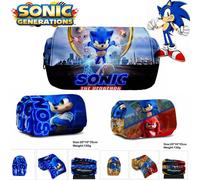 Double trousse à crayons Sonic The Hedgehog, sac de rangement pour papeterie A5