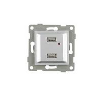Double USB encastrable en titane, avec caractéristiques techniques de haute résistance, idéal pour charger et connecter des appareils électroniques.