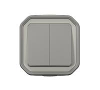 Double va-et-vient 1 poste étanche complet gris Legrand Plexo