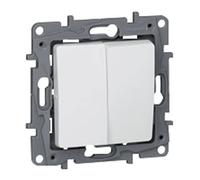 Double va-et-vient Legrand Niloé 10AX 250V~ - finition Pur, DOUBLE VA-ET-VIENT 10AX BLANC