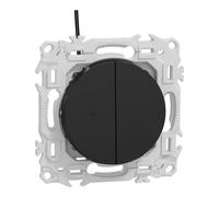 Double va-et-vient ou poussoir lumineux LED - 10 AX - Odace - Noir onyx