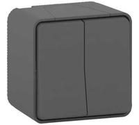 Schneider Electric - Interrupteur double va-et-vient Mureva Styl MUR35022 - IP55 connexion auto gris