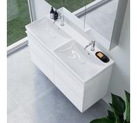 Double vasque Avento de Villeroy & Boch avec meuble sous-vasque ineo4 d’evineo l : 120 cm, 4 tiroirs, avec poignée,, 4A23CK01+BE0811WM,