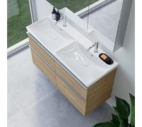 Double vasque Avento de Villeroy & Boch avec meuble sous-vasque ineo4 d’evineo l : 120 cm, 4 tiroirs, avec poignée,, 4A23CK01+BE0811OA,