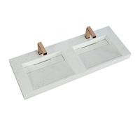 Double vasque suspendue en solid surface effet marbre blanc - KODIAK - L120.2 x l45.2 x H8 cm