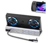 Double Ventilateur de Refroidissement 12 en 1 Station d'accueil Steam Deck avec HDMI 2.0, 6 Ports USB, 1000 Mbps, USB-C 100 W PD, Adaptateur 40 Gbit/s pour Steam Deck/Rog Ally/Switch/Legion Go