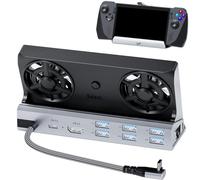 Double Ventilateur de Refroidissement 12 en 1 Station d'accueil Steam Deck avec HDMI 2.0, 6 Ports USB, 1000 Mbps, USB-C 100 W PD, Adaptateur 40 Gbit/s pour Steam Deck/Rog Ally/Switch/Legion Go