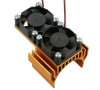 Double ventilateur de refroidissement de 30 mm en aluminium pour moteurs électriques de voiture télécommandée 1:10 540/550 brossé sans balais (doré)