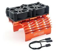Double ventilateur de refroidissement pour moteur RC 27 000 tr/min Dissipateur thermique avec couvercle en métal pour moteur sans balais 1/8 RC voiture 40/42 mm Moteur sans balais Orange