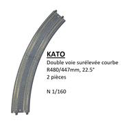 20-185 KATO UNITRACK 2 rails doubles courbes 480/447mm 45d surélevé N