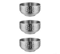 Double Wall Metal Rice Bowl 11.5cm Heat Insulated(Silver)