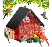 DoubleCare Mangeoires à Oiseaux pour l'extérieur, mangeoire à Oiseaux de Grande capacité avec Double Cage à suif, nichoirs en métal à Suspendre avec Tasse d'eau pour Cour, Jardin, pour Les Amateurs