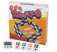 Doublefan Jeu de rami amélioré - Rummy-O avec couleur unique - Jeu de société original classique pour adultes et enfants, 106 carreaux, 4 supports de jeu, 1 minuterie, 1 dé (2 à 4 joueurs)