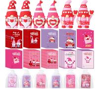 DoubleFill Lot de 30 figurines de nains de Saint-Valentin comprenant des statues de nains miniatures, des cartes, un sac, de minuscules figurines naines à cacher pour un anniversaire, un mariage, la