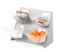 DoubleFill Panier à accessoires de café de 39,9 x 25,4 x 26,7 cm avec 4 compartiments amovibles en acier pour condiments, paquets de condiments, sucre pour bar, comptoir, salle de pause, maison