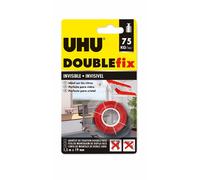 Doublefix Invisible-Ruban Adhésif Double Face,Ultra Puissant,Transparent,Rouleau 1.5mx19mm