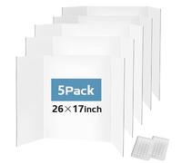 Doubleggs Lot de 5 petits tableaux d'affichage à trois volets de 66 x 43,2 cm, tableaux de présentation blancs pour projets scolaires, foires scientifiques, présentations de bureau