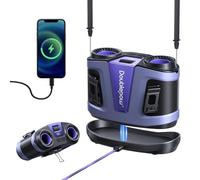 Doublepow Ventilateur de taille portable de 24 000 mAh, ventilateur personnel, moteurs à double conduits d'air, station de charge équipée de mode tempête 1 à 100 rouleaux, ceinture à clipser pour le