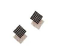doubles boucles d’oreilles géométriques noires et blanches pour femmes, tempérament coréen, sens haut de gamme, léger luxe, rétro