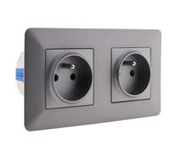 Zenitech - Doubles prises 2P+T 16A livrée avec boîte d'encastrement Titanium - Artezo