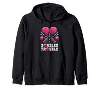 Doubles Trouble Pickleball Pickleball Pickle Ball Pink Paddle Sport Sweat à Capuche