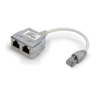Waytex 35052 Doubleur de ligne Réseau Eclateur de paires RJ45 Cat 5E Blindé Doubleur Réseau Ethernet 1 mâle vers 2 femelles