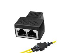 Doubleur RJ45, Switch Ethernet 2 Port Multiprise RJ45, Repartiteur Cable Ethernet 1 à 2 Répartiteur, Compatible avec Ordinateurs et Routeurs pour Cat5,Cat5e,Cat6,Cat7 (Noir)