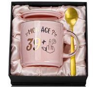 Doublewhale Cadeau 40 Ans Femme Anniversaire, 400 ml Rose Céramique Marbrée Tasse, Idée 40 Ans Cadeau Femme pour Épouse, Sœurs, Amie