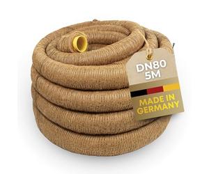 Doubleyou Geovlies & Baustoffe Tuyau de drainage DN 80 perforées avec Coco Filtre, Coco gainé, drainage - Doubl eyou geovlies & Matériaux de Construction® 5m
