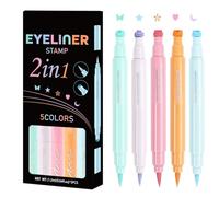 Doublure de couleur liquide pour les yeux - 5 pcs jeu de tampons secs rapides, stylo de maquillage vibrant, formule à usage long, outil de précision lisse | Kit de décoration de visage Star Moon Coeur