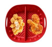 Doublure en silicone de 20,1 cm, réutilisable, divisée, de qualité | Friteuse à air double compartiment avec poignée d'évacuation d'huile, antiadhésive, résistante à la chaleur, pour four
