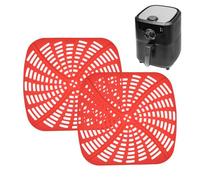 Doublure en silicone pour friteuse à air comprimé - Lot de 2 plateaux lavables, feuille antiadhésive de qualité alimentaire, panier thermique avec récupérateur de graisse | Base de rôtissage à