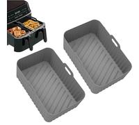 Doublure en silicone pour friteuse Ninja Dual, 2 accessoires de friteuse à air comprimé réutilisable, doublure en silicone compatible avec Ninja, Salter, Tower et autres friteuses à air double zone,