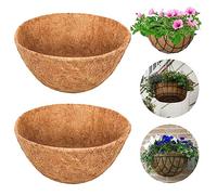 Doublure Ronde en Fibre de Noix de Coco Naturelle pour Paniers Suspendus Panier Remplacement de la Doublure pour Les Fleurs de Jardin Pots de Fleurs (2, 12inch)