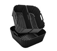 Doublures De Friteuse À Air En Silicone, Antiadhésive, 18,4x18,4x8,5 Cm, 3 Pack Réutilisable En Silicone, Accessoires De Cuisson, Conception Résistante À La Chaleur, Pour La Préparation Des Re