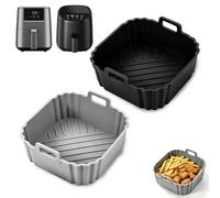 Doublures en silicone pour friteuse à air comprimé Chefman/Cosori 2 L | Lot de 2 doublures de friteuse à air comprimé en silicone de 2 L - 15 cm - Réutilisables - Surface antiadhésive - Sans BPA