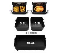 Doublures rectangulaires en Silicone pour friteuse à Air Ninja DZ071/AF500UK, panier de remplacement, lavables au lave-vaisselle 3 in 1 Black