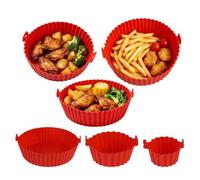 Doublures silicone air fryer 6 Pièces Rondes Réutilisables Antiadhésives | Feuilles Silicone Friteuse À Air Cuisine, Snacks, Garnitures, Petit Déj, Dîners , Rouge